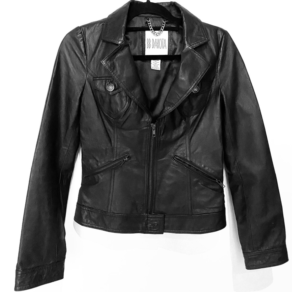 black leather jacket